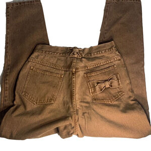 Y2K International Brown Jeans Waist 24 By 28 inseam Bow tie back pocket design